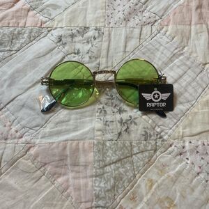 raptor green 2 in circle retro style hippy boho glasses new with tags